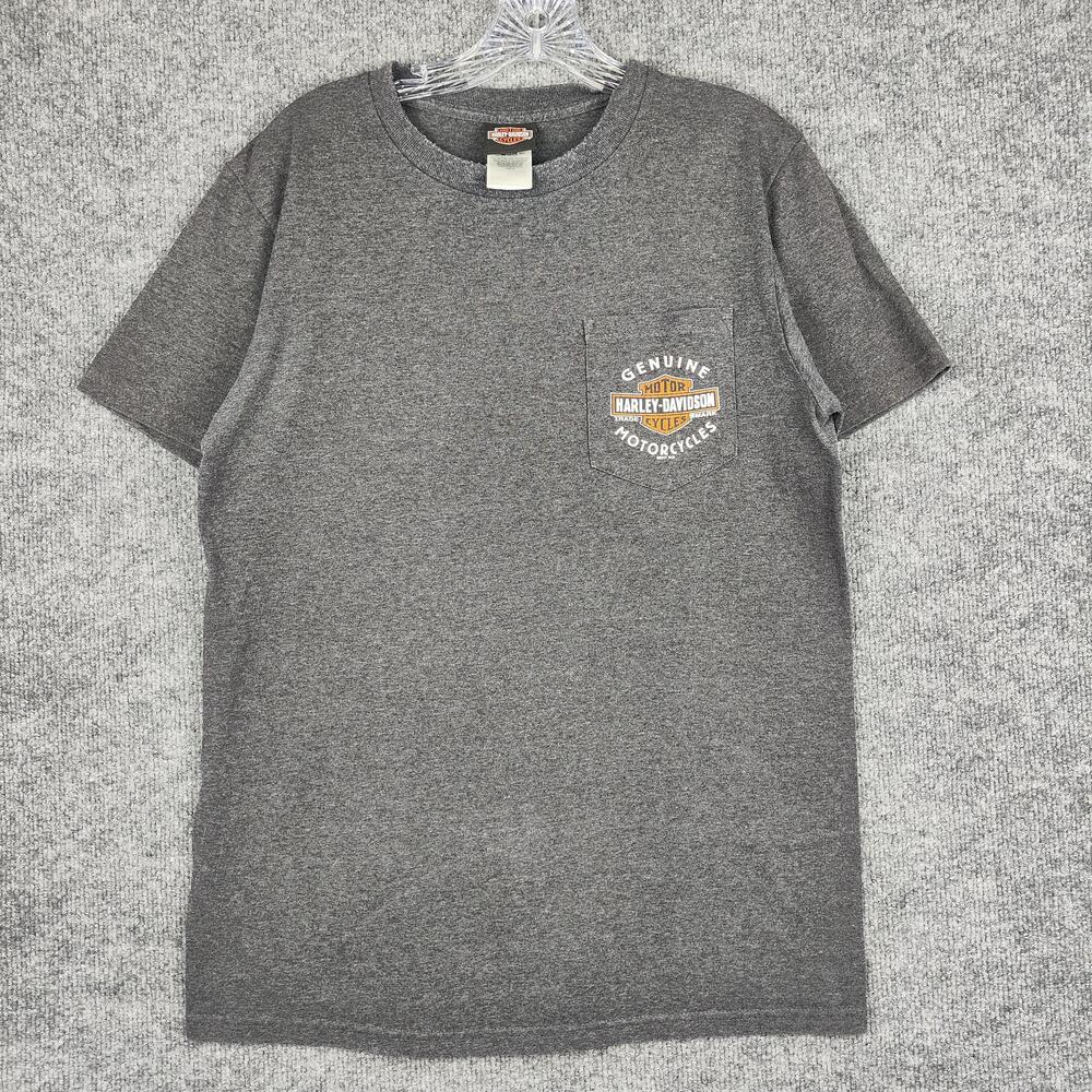 Harley-Davidson Shirt Mens Medium Gray Texas Bedford Pocket Motorcycle Tee